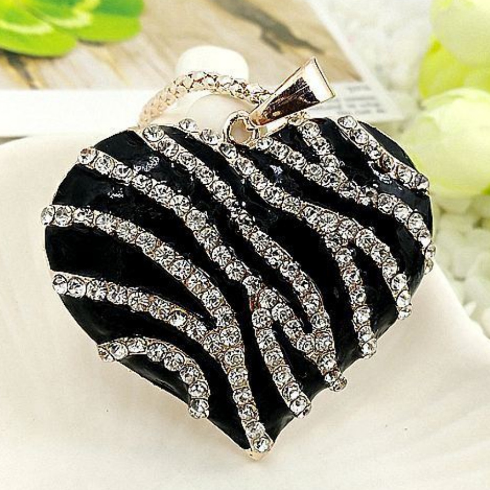 Black Crystal Heart Pendant